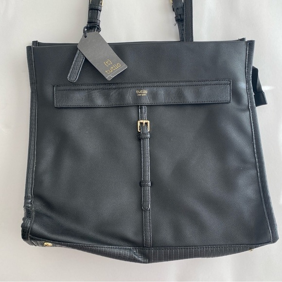 NWT Tutilo New York Tote Work Travel Bag Black Essex Collection - Picture 1 of 13